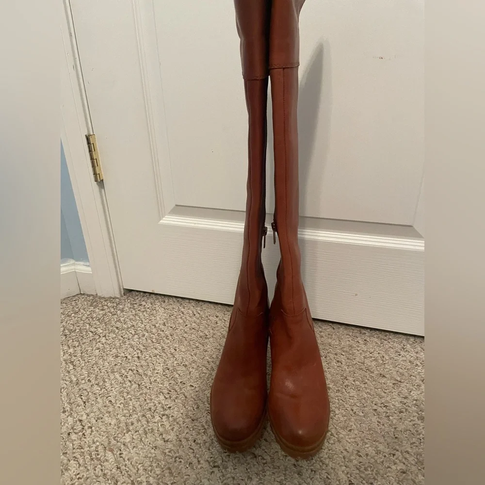 Vince Camuto New Dasemma Tan Over The Knee Block Heel Boot 6